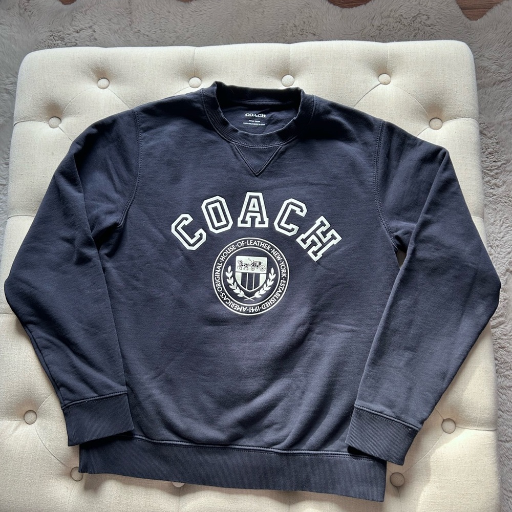 Women’s COACH Navy Logo Crewneck Sweatshirt-Medium
